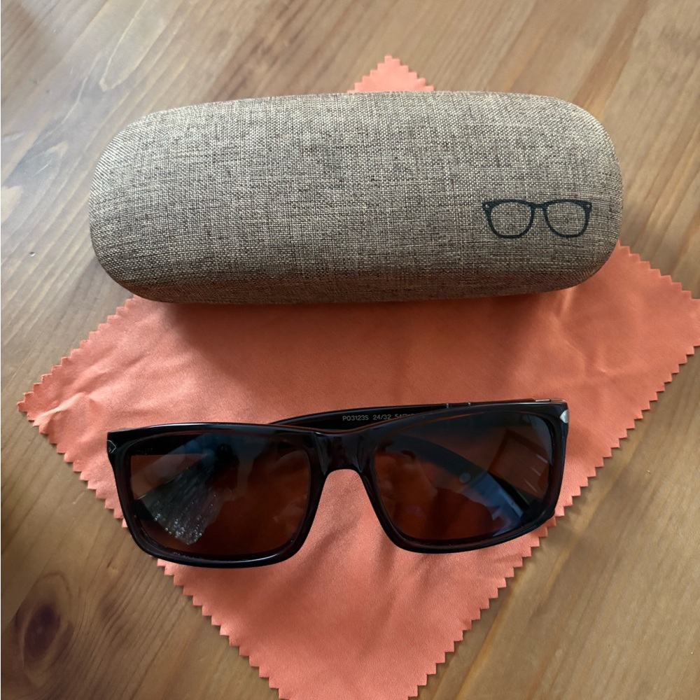Persol Dark Frame Sunglasses with Warm Lenses-model 3123s